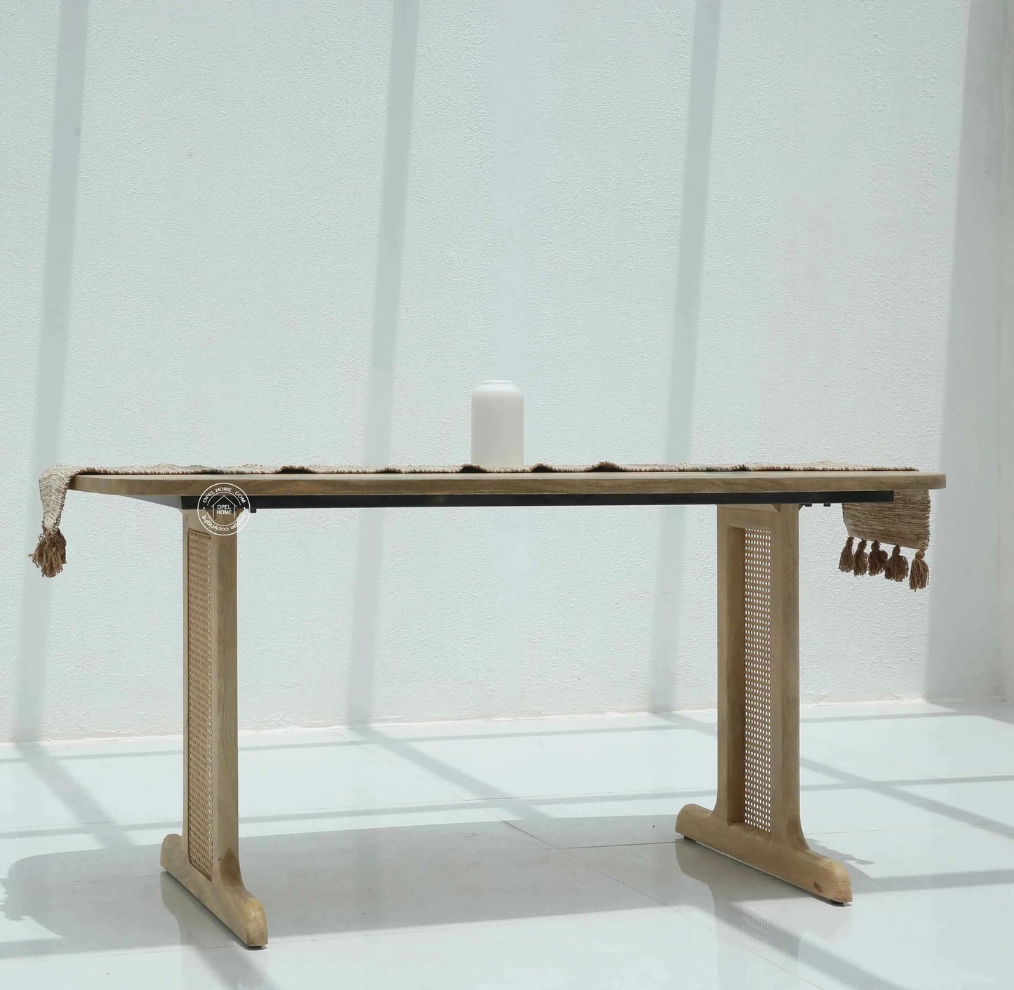 Elise Rattan Dining Table – Solid Wood & Rattan, Multiple Sizes (Only Table) | Opelhome UAE