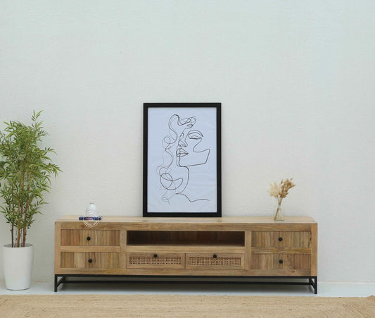 Elvano Wooden TV Unit – Solid Mango Wood, Natural Finish | Opelhome UAE