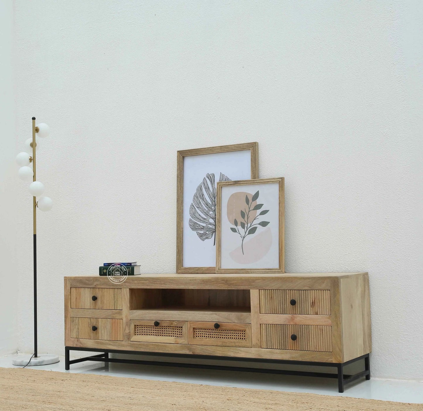 Elvano Wooden TV Unit – Solid Mango Wood, Natural Finish | Opelhome UAE