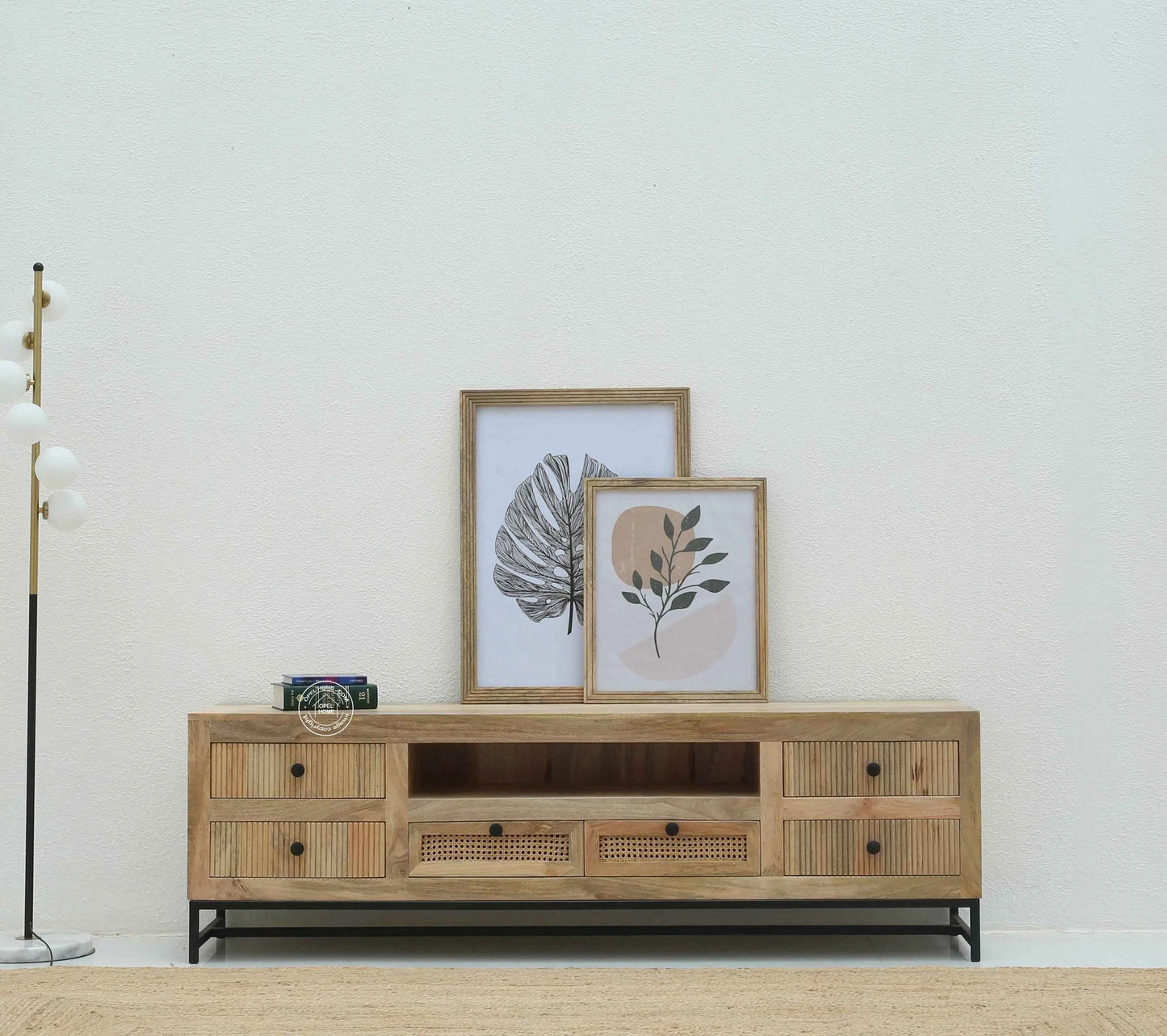 Elvano Wooden TV Unit – Solid Mango Wood, Natural Finish | Opelhome UAE