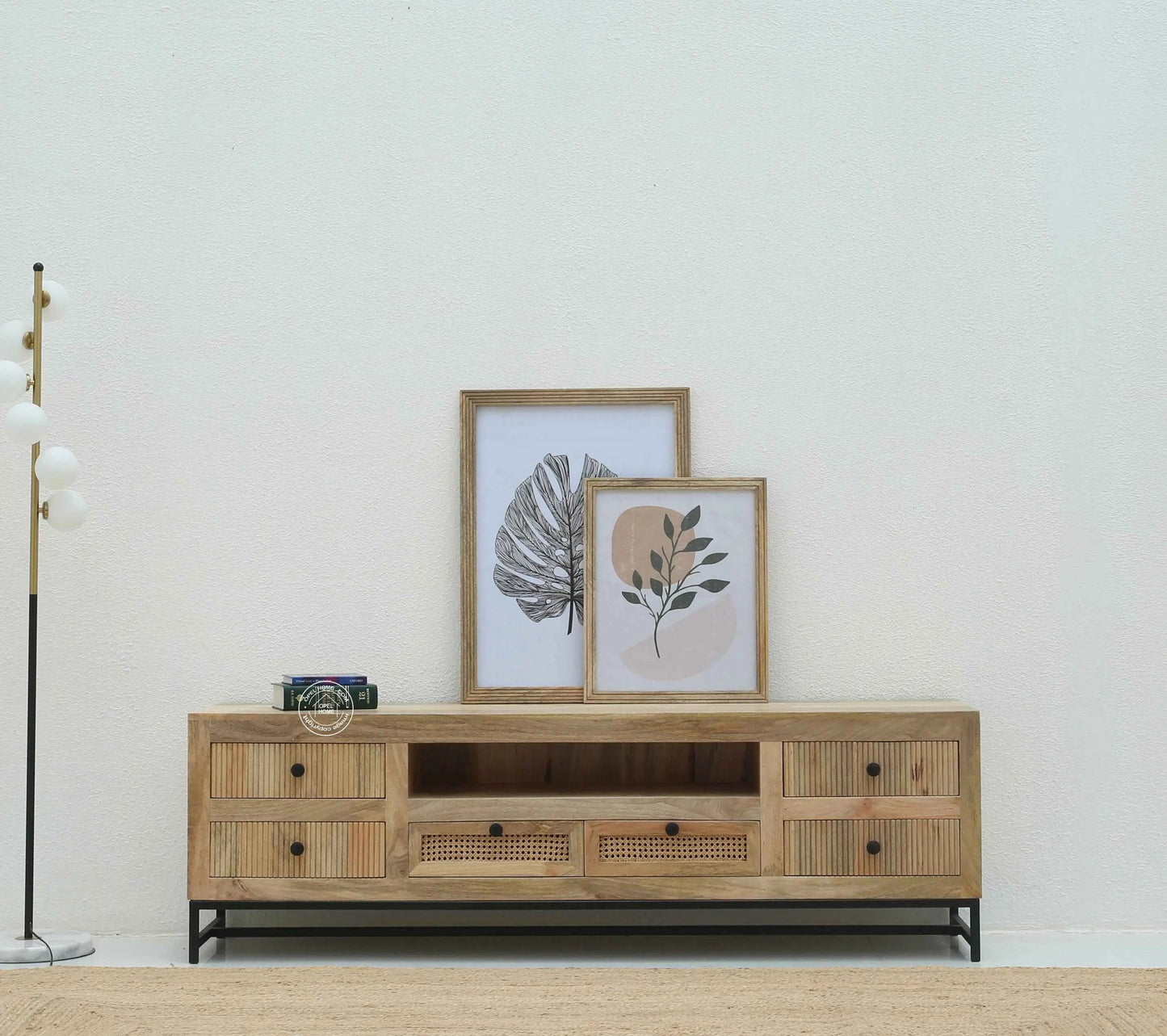 Elvano Wooden TV Unit – Solid Mango Wood, Natural Finish | Opelhome UAE