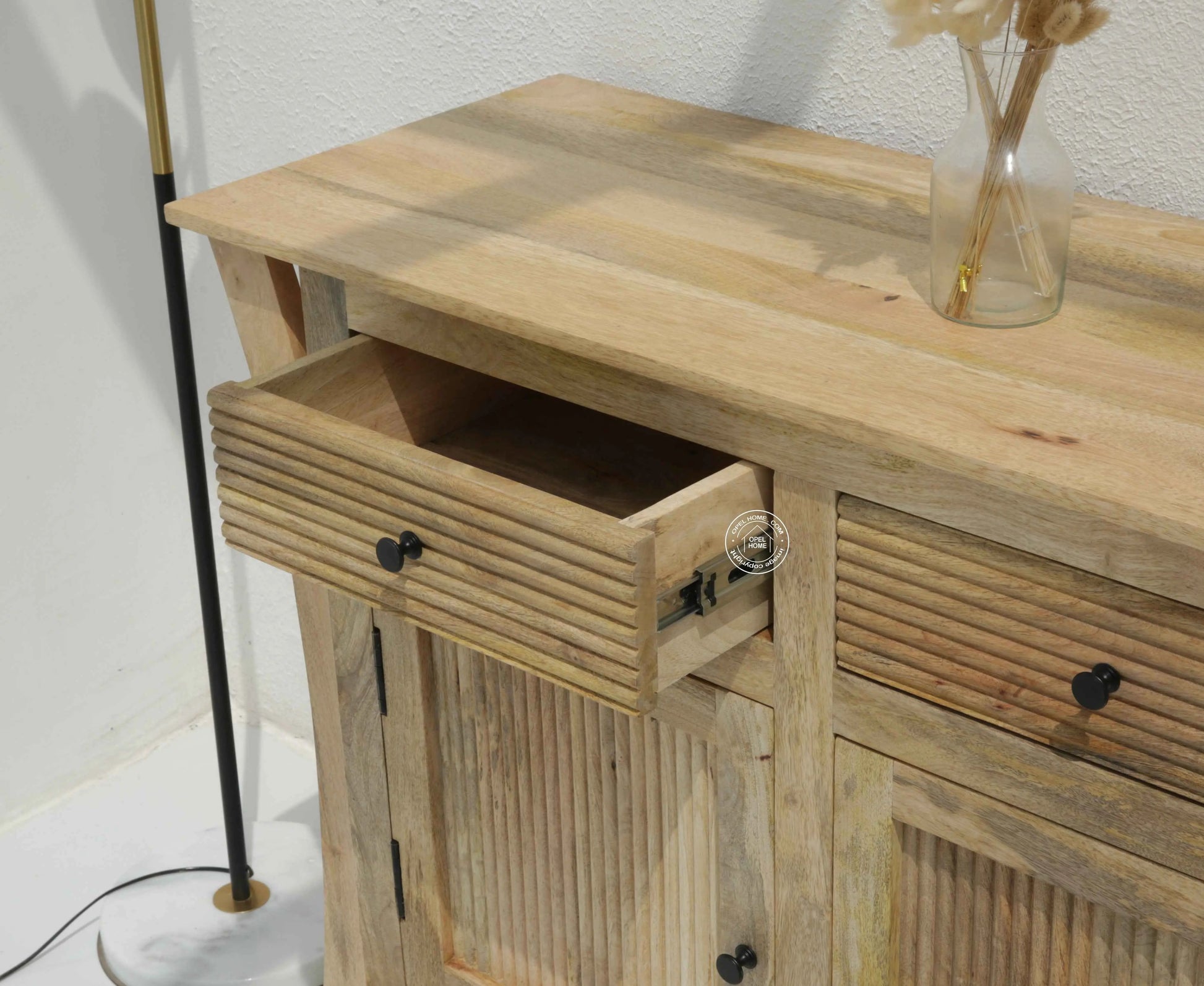 Enfield Wooden Sideboard – Solid Mango Wood, Natural Finish | Opelhome UAE