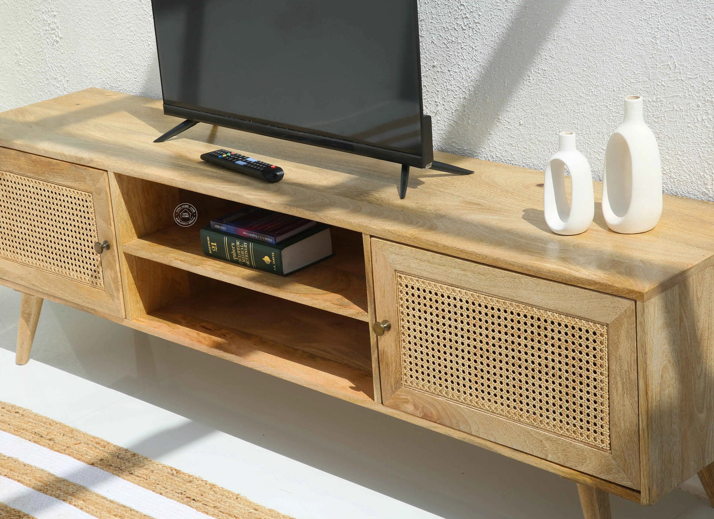 Erison Rattan wooden TV unit (Natural finish)