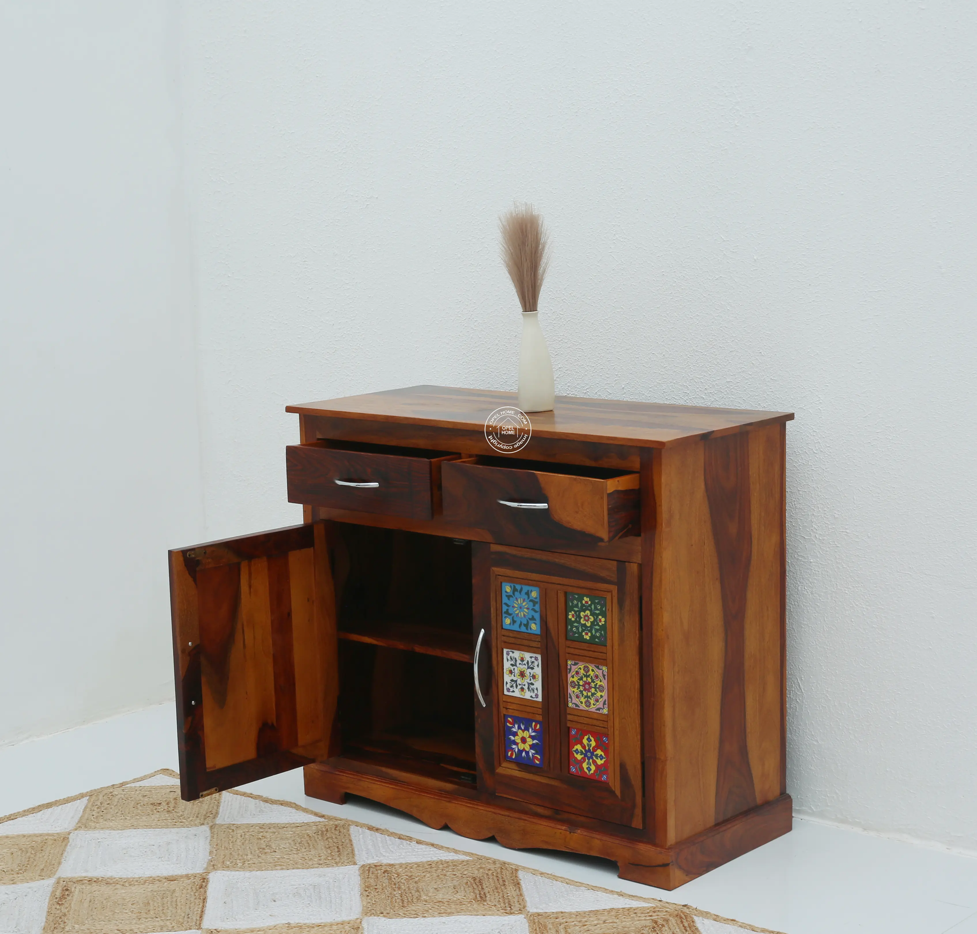 Erlene 2 Door 2 drawer Wooden Sideboard (Honey finish) - Opelhome