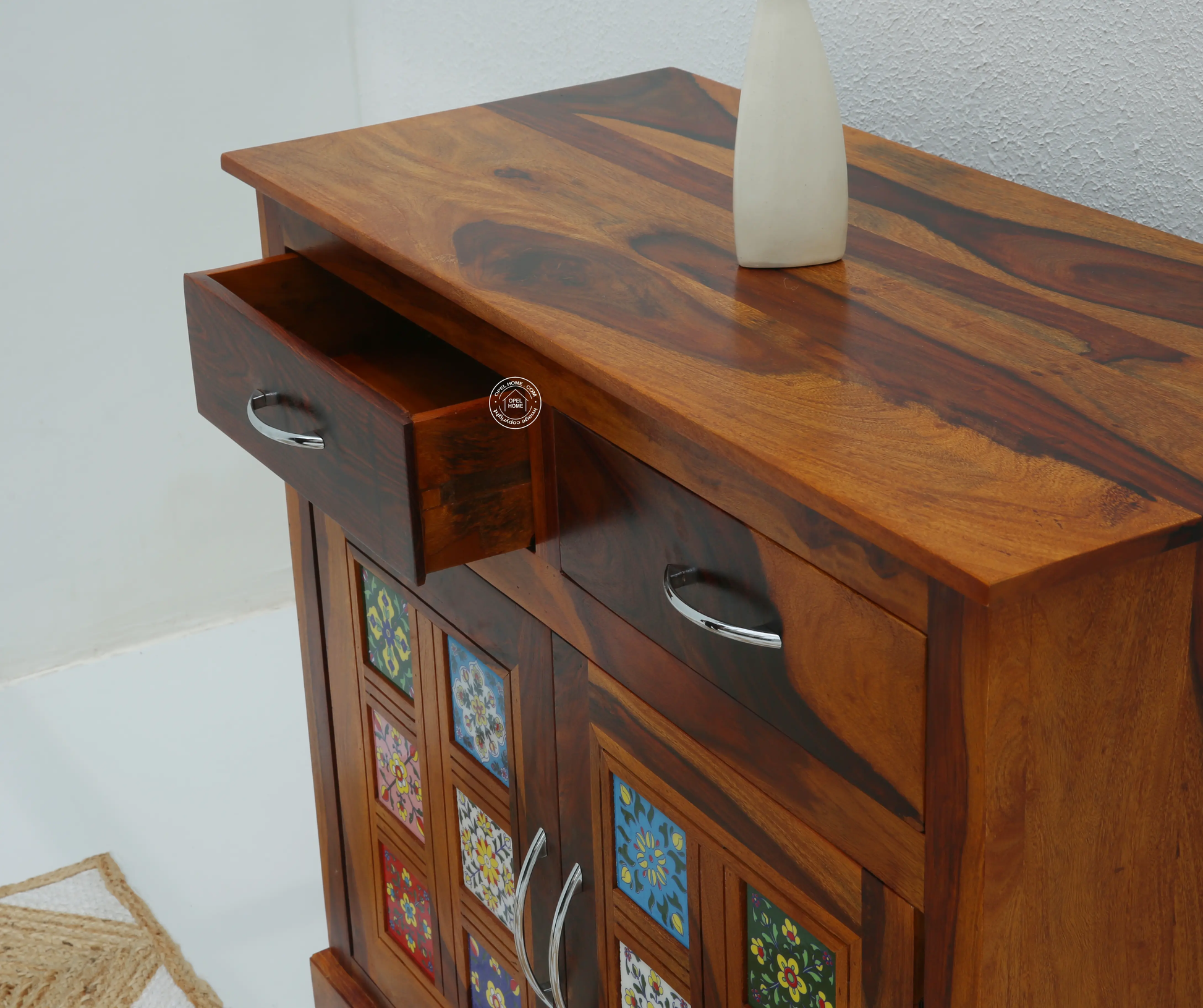 Erlene 2 Door 2 drawer Wooden Sideboard (Honey finish) - Opelhome