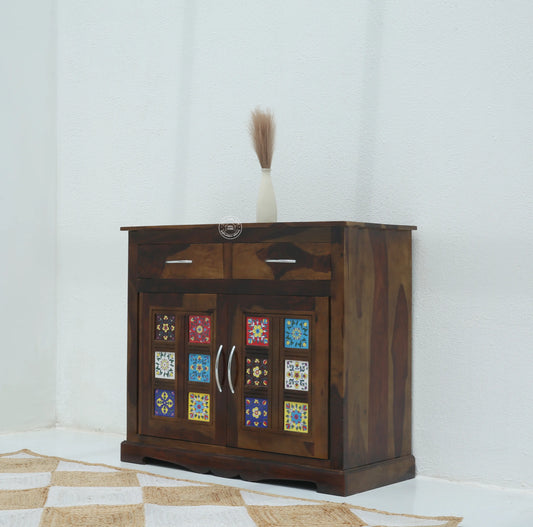 Erlene 2 Door 2 Drawer Wooden Sideboard – Solid Rose Wood, Walnut Finish | Opelhome UAE - Opelhome