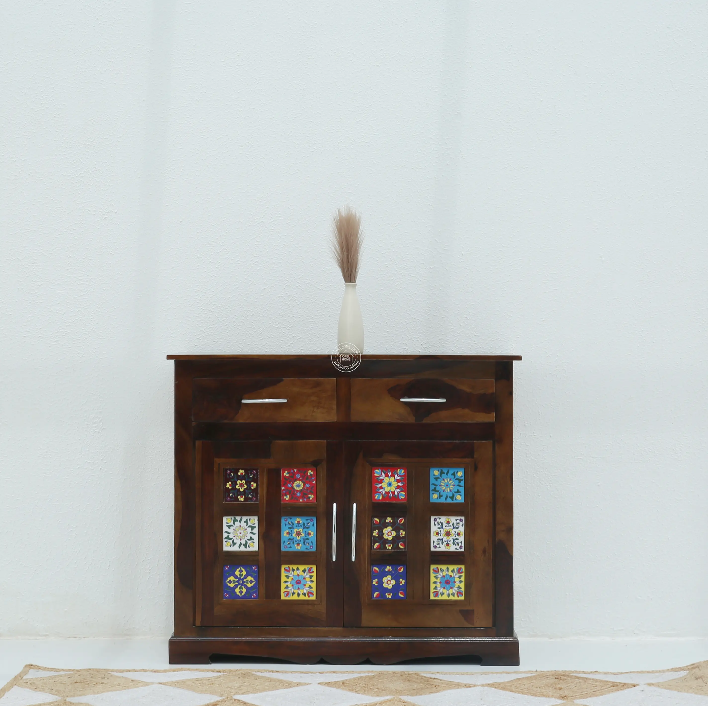 Erlene 2 Door 2 Drawer Wooden Sideboard – Solid Rose Wood, Walnut Finish | Opelhome UAE - Opelhome