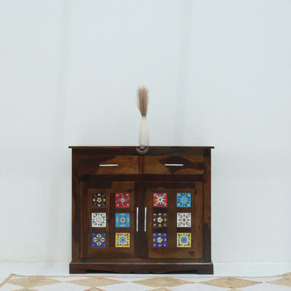 Erlene 2 Door 2 Drawer Wooden Sideboard – Solid Rose Wood, Walnut Finish | Opelhome UAE - Opelhome
