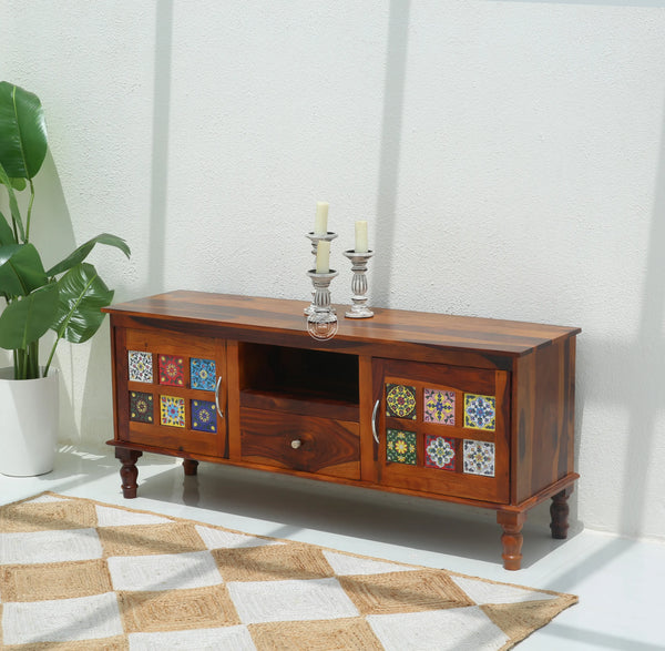 Erlene  Two Doors with drawers TV Unit (Honey finish) - Opelhome