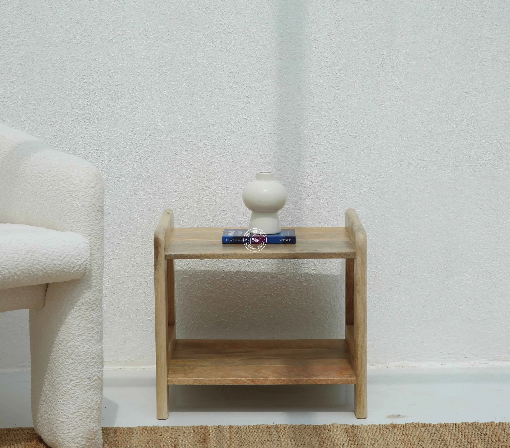 Fair Rattan Side Table – 2 Shelves, Solid Mango Wood, Natural Finish | Opelhome UAE