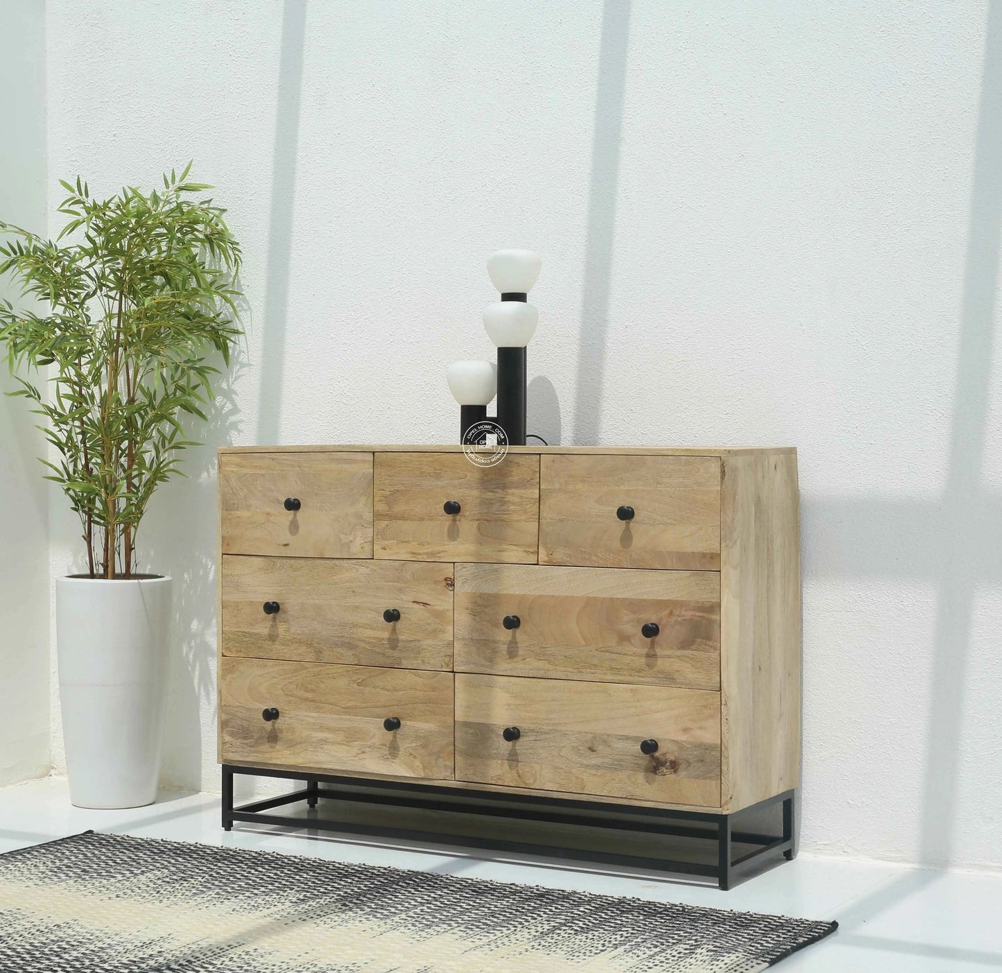 Fairmount 7 Drawer Wooden Chest of Drawers – Solid Mango Wood, Natural Finish | Opelhome UAE