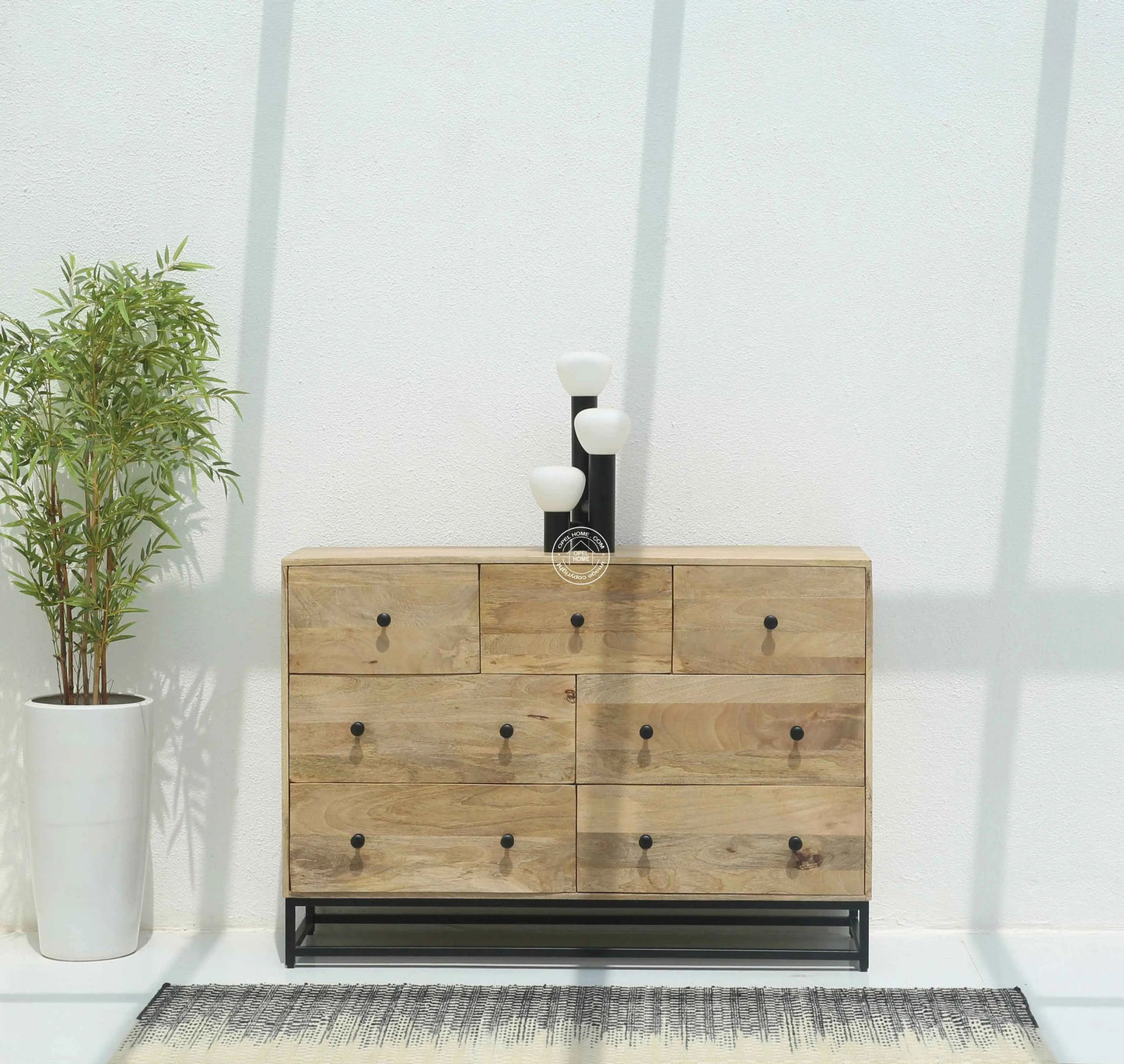 Fairmount 7 Drawer Wooden Chest of Drawers – Solid Mango Wood, Natural Finish | Opelhome UAE