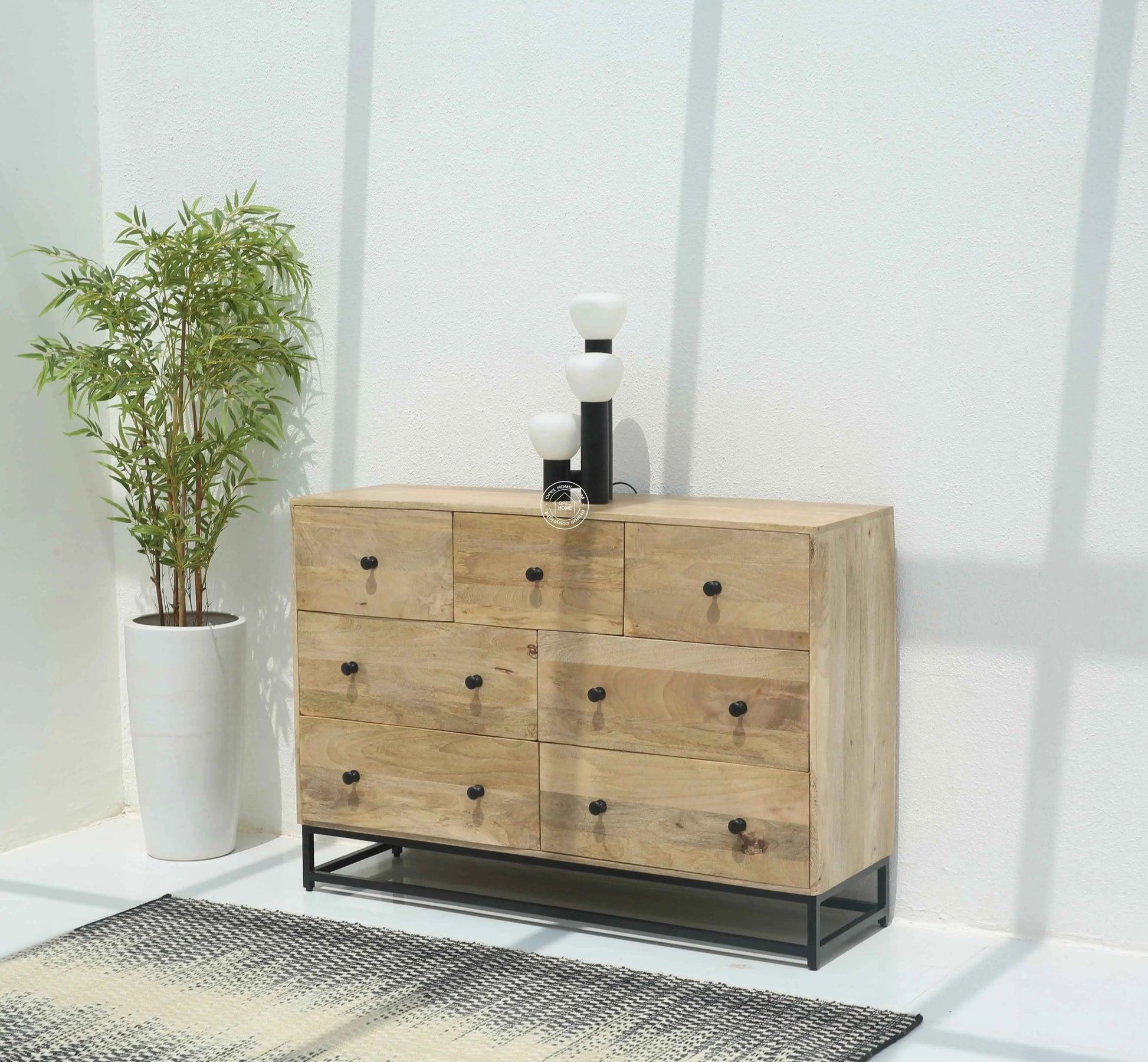 Fairmount 7 Drawer Wooden Chest of Drawers – Solid Mango Wood, Natural Finish | Opelhome UAE