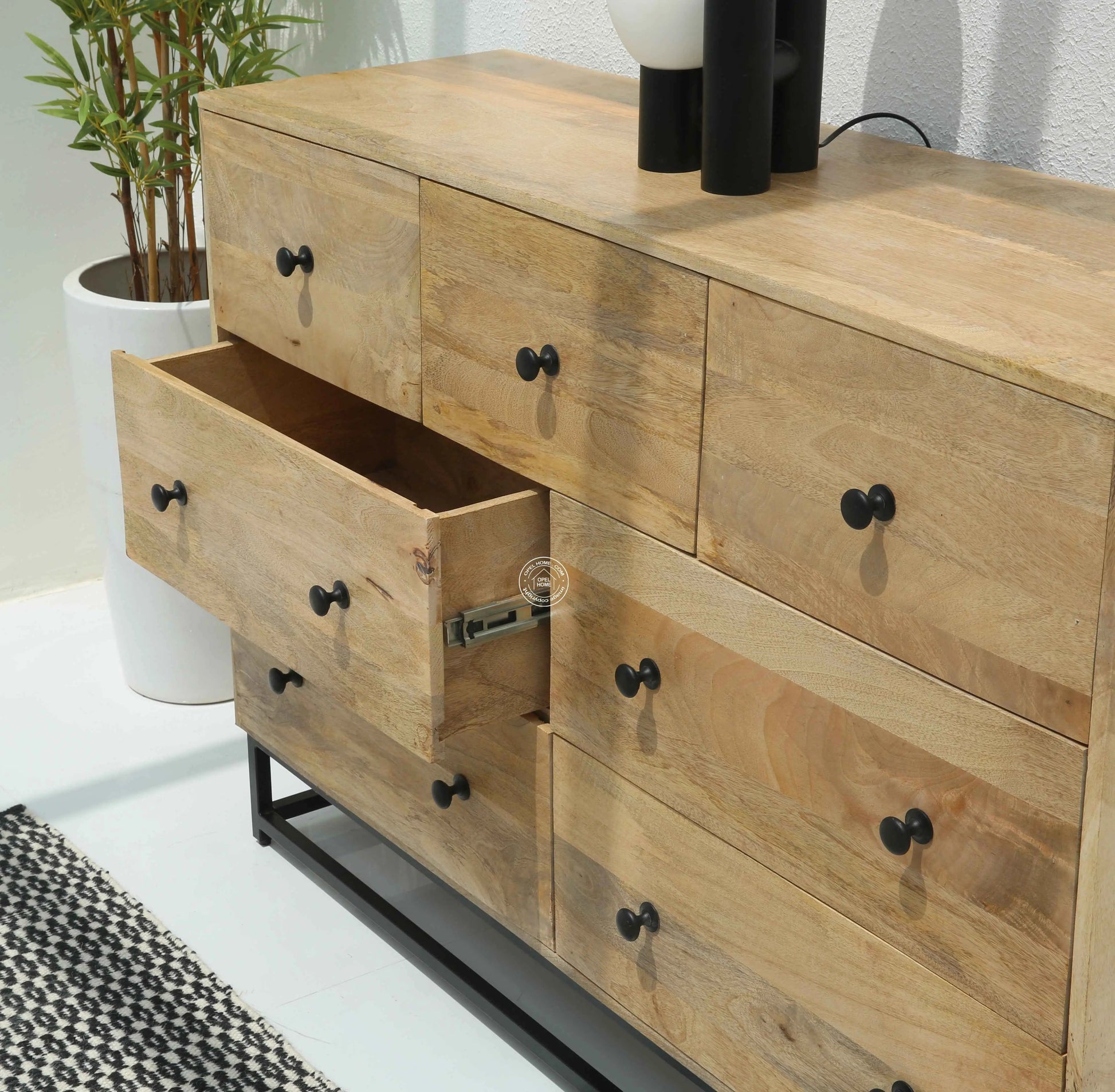 Fairmount 7 Drawer Wooden Chest of Drawers – Solid Mango Wood, Natural Finish | Opelhome UAE