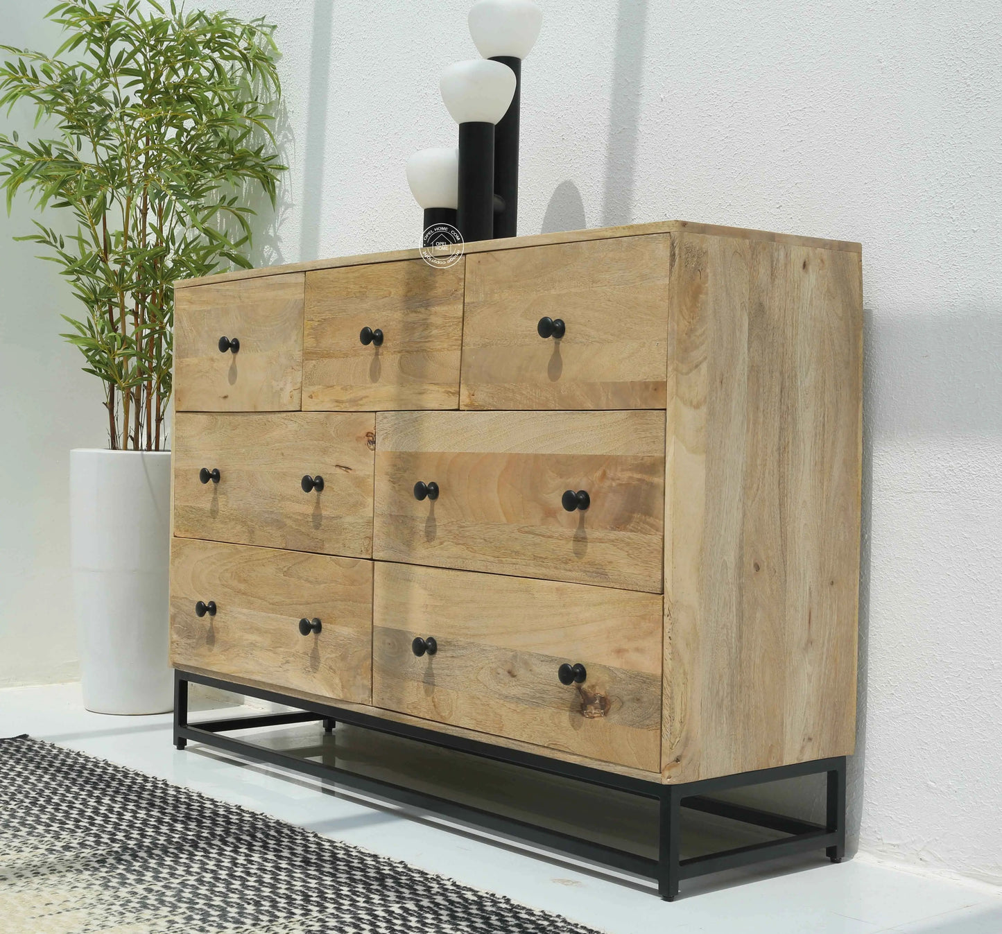 Fairmount 7 Drawer Wooden Chest of Drawers – Solid Mango Wood, Natural Finish | Opelhome UAE