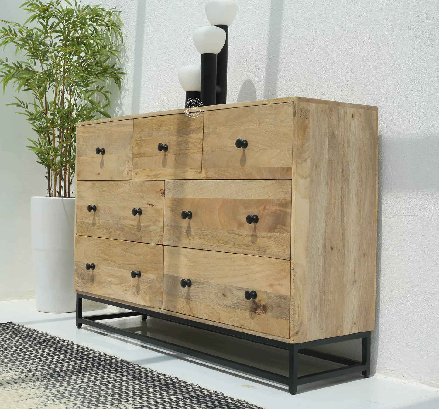Fairmount 7 Drawer Wooden Chest of Drawers – Solid Mango Wood, Natural Finish | Opelhome UAE