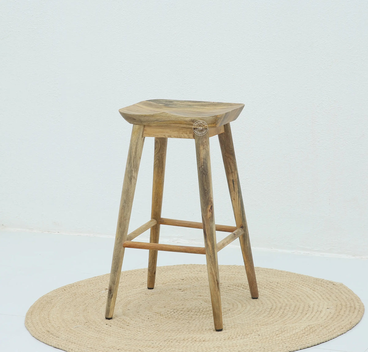 Faro Wooden Counter Stool – Solid Mango Wood, Natural Finish, 76 cm Height | Opelhome UAE Opel Home