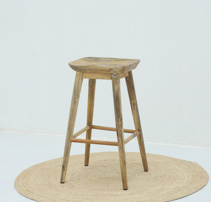 Faro Wooden Counter Stool – Solid Mango Wood, Natural Finish, 76 cm Height | Opelhome UAE Opel Home