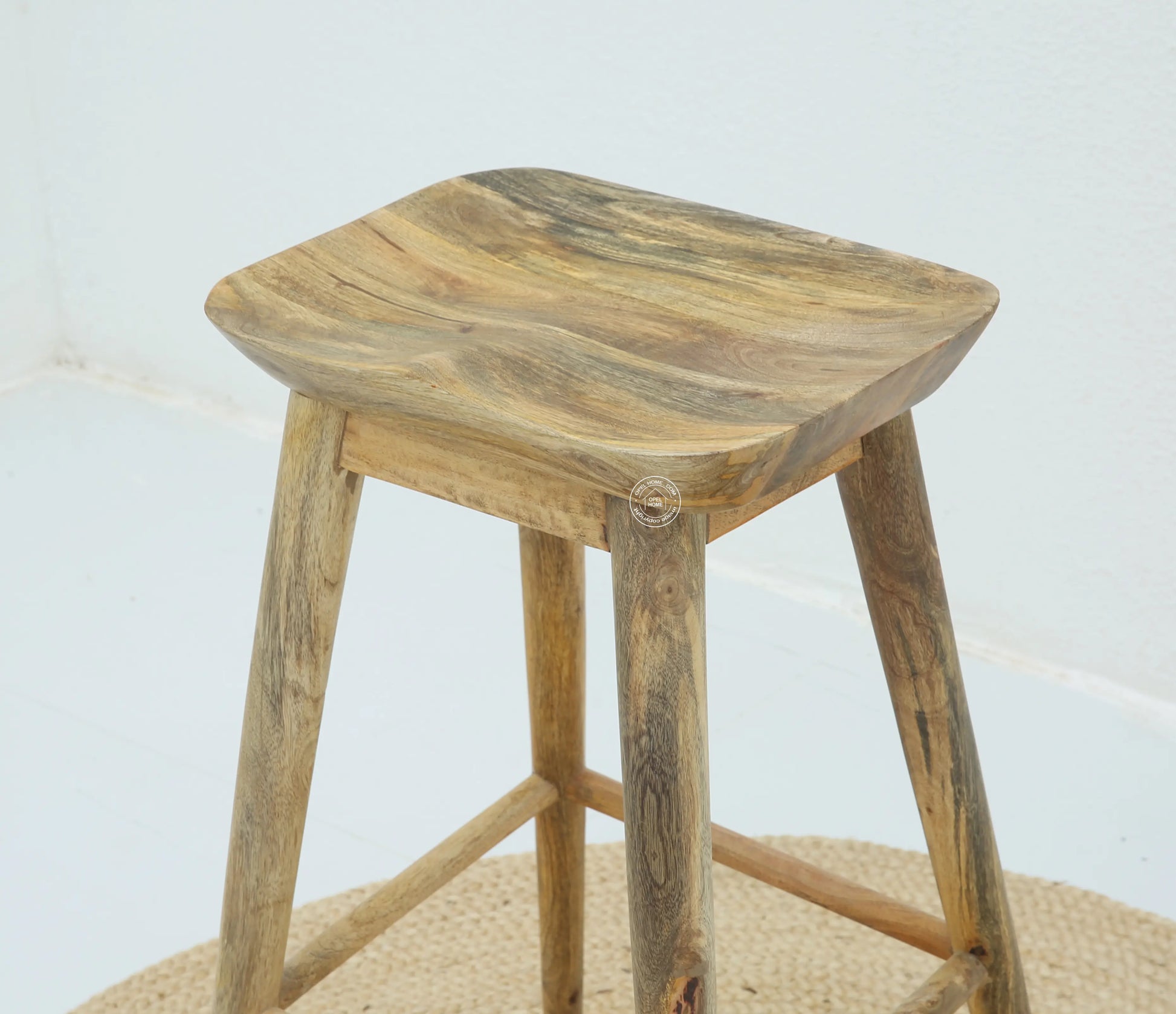 Faro Wooden Counter Stool – Solid Mango Wood, Natural Finish, 76 cm Height | Opelhome UAE Opel Home