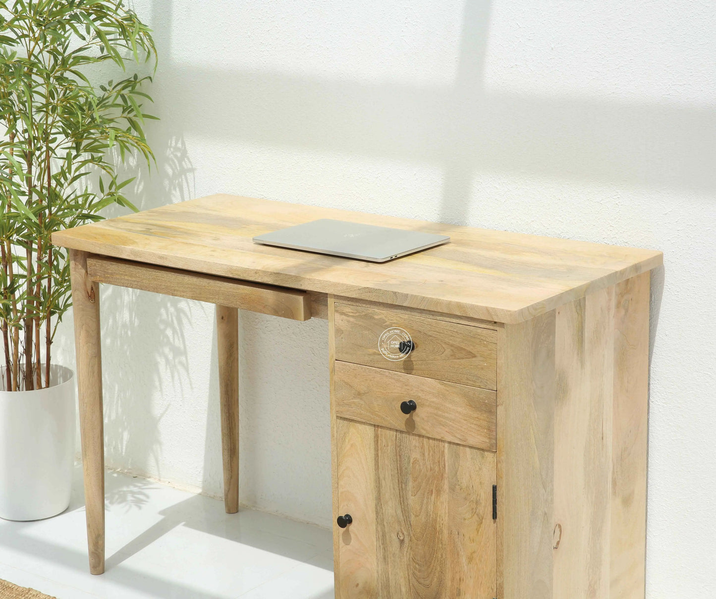 Feasto Door Wooden Desk – Solid Mango Wood, Natural Finish | Opelhome UAE