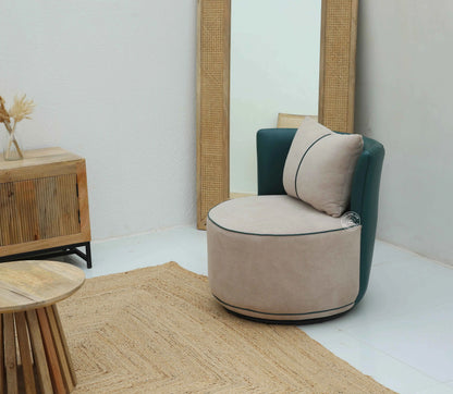 Flow Revolving Arm Chair – 360 Swivel, Boucle Cream Upholstery | Opelhome UAE
