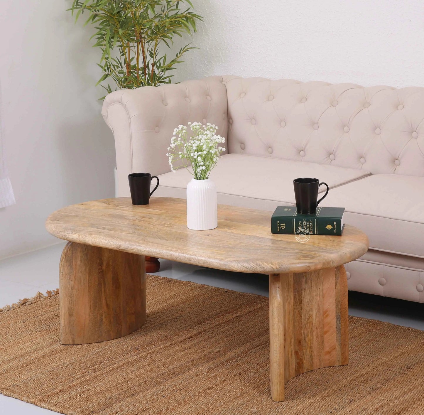 Foaster Wooden Coffee Table – Solid Mango Wood, Natural Finish | Opelhome UAE
