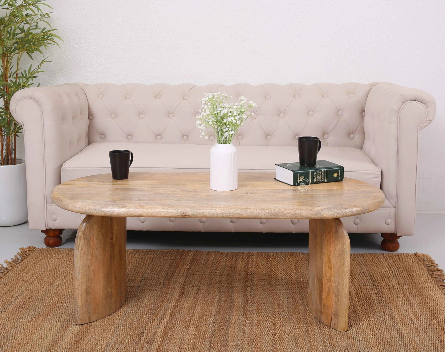 Foaster Wooden Coffee Table – Solid Mango Wood, Natural Finish | Opelhome UAE