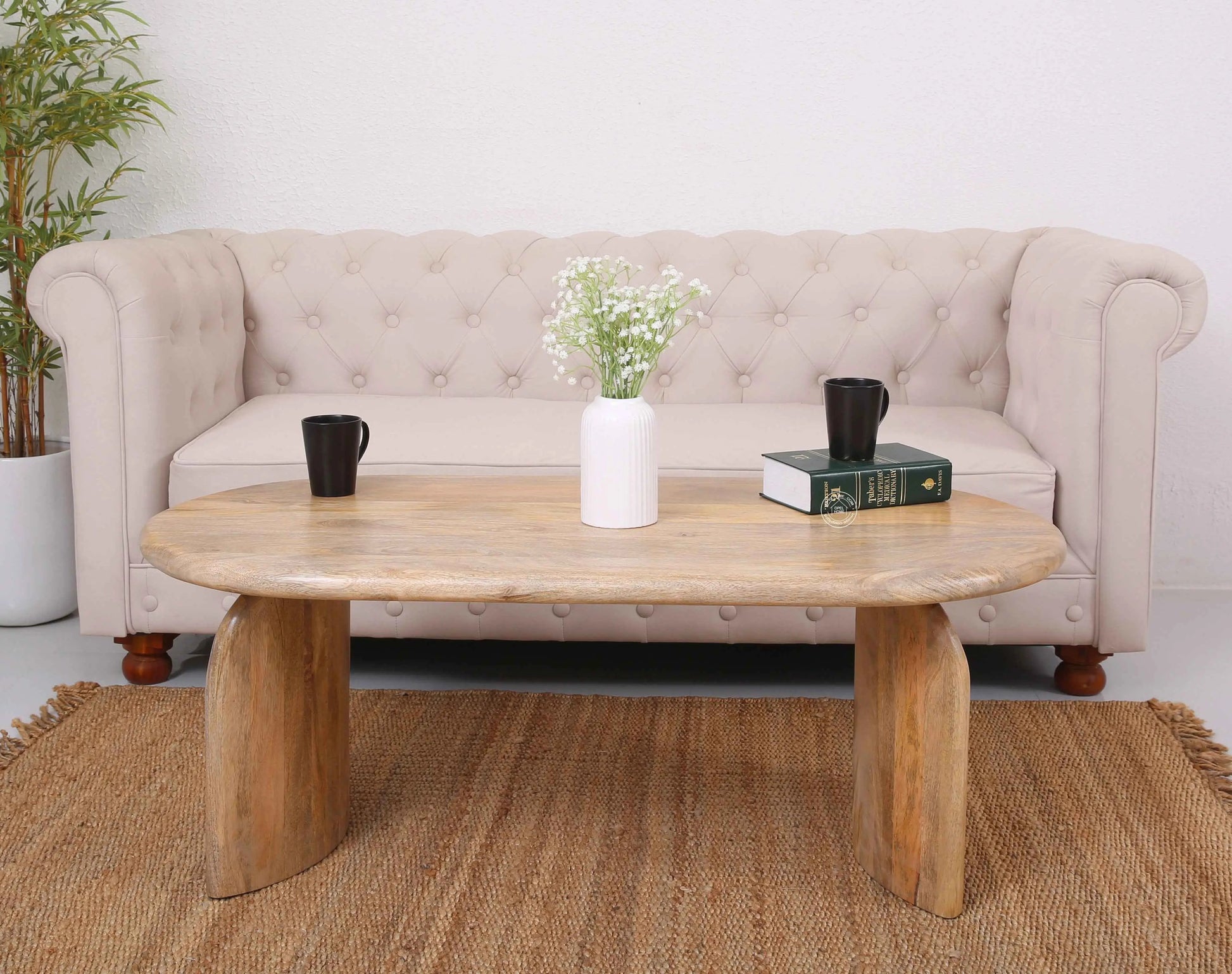 Foaster Wooden Coffee Table – Solid Mango Wood, Natural Finish | Opelhome UAE