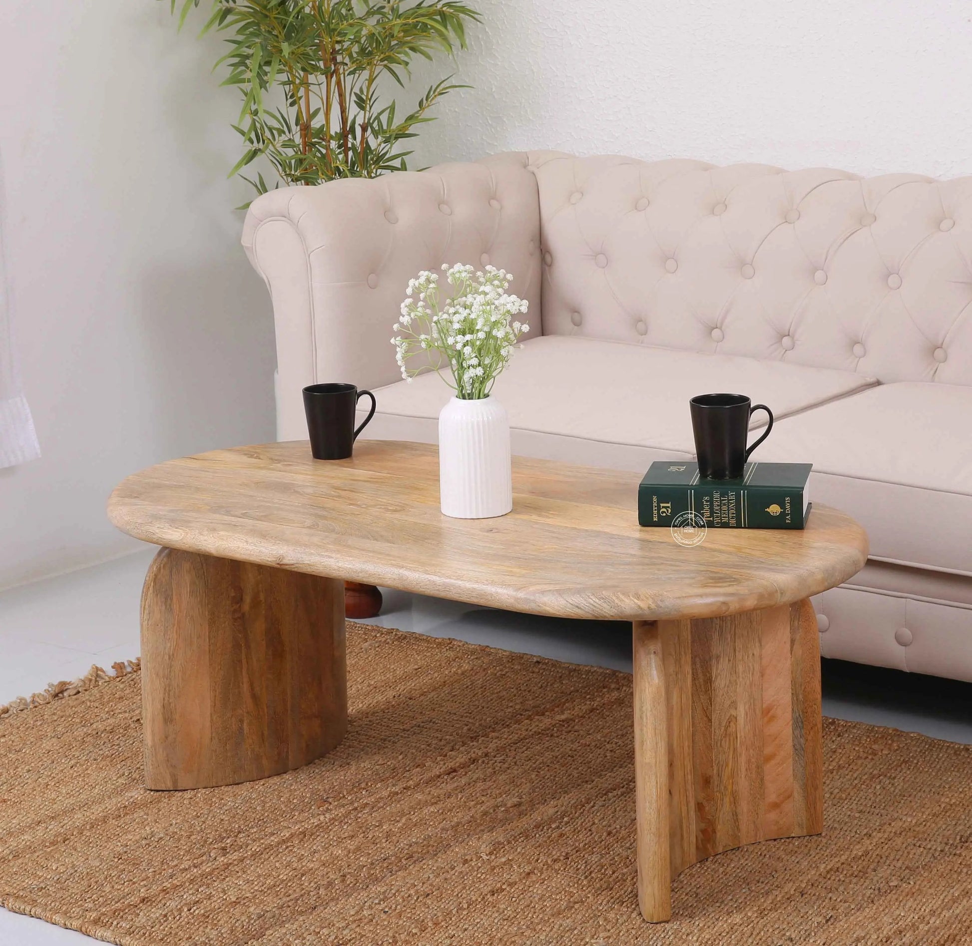 Foaster Wooden Coffee Table – Solid Mango Wood, Natural Finish | Opelhome UAE
