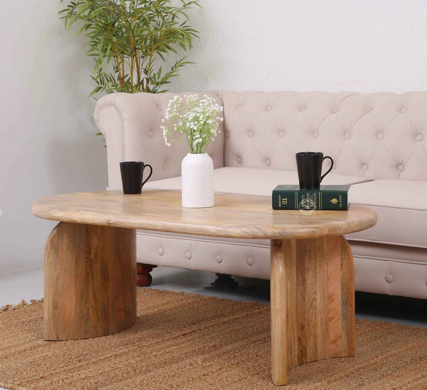 Foaster Wooden Coffee Table – Solid Mango Wood, Natural Finish | Opelhome UAE