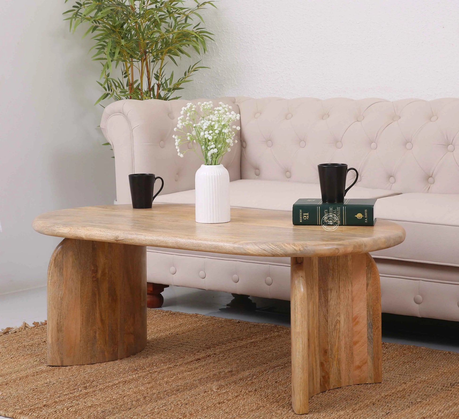 Foaster Wooden Coffee Table – Solid Mango Wood, Natural Finish | Opelhome UAE