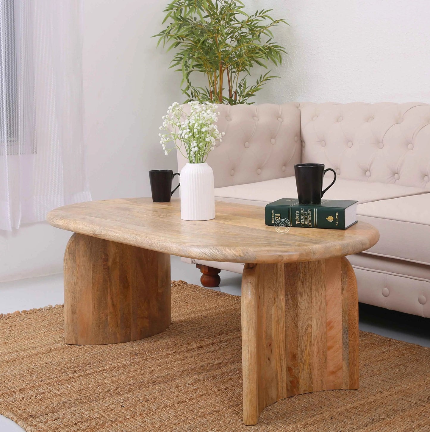 Foaster Wooden Coffee Table – Solid Mango Wood, Natural Finish | Opelhome UAE