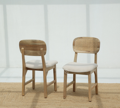 Formora Rattan Mango Wood Dining Chair (Only one pcs) , Natural finish | Opelhome UAE Opel Home