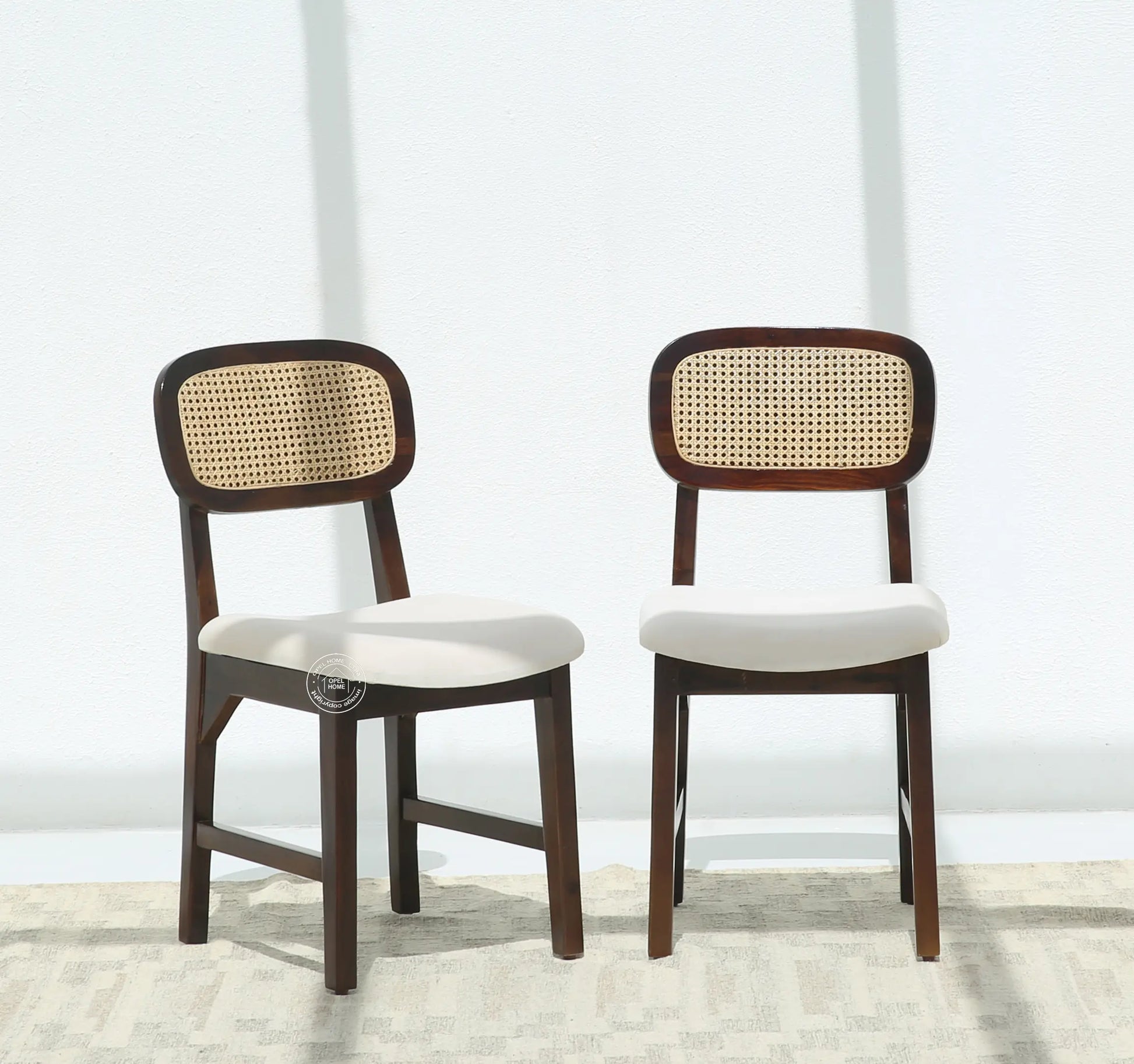 Formora Rattan Wooden Dining Chair (Only one pcs), Walnut finish | Opelhome UAE - Opelhome