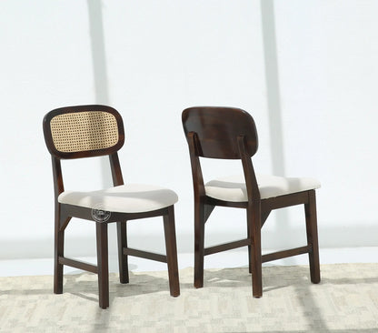 Formora Rattan Wooden Dining Chair (Only one pcs), Walnut finish | Opelhome UAE - Opelhome