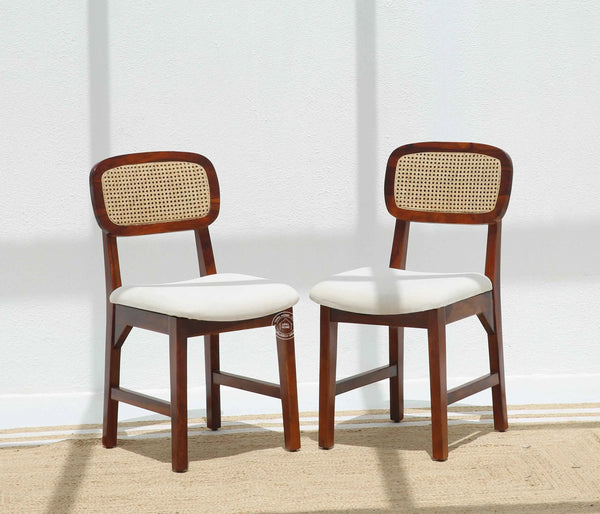 Formora Rattan Wooden Dining Chair – (Only one pcs , Honey finish) | Opelhome UAE
