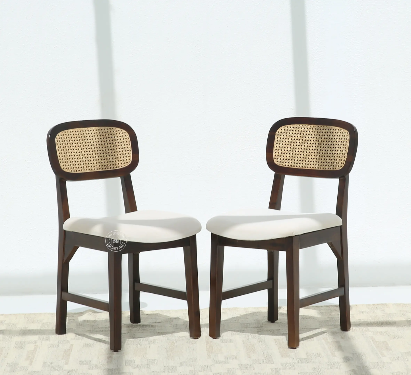 Formora Rattan Wooden Dining Chair (Only one pcs), Walnut finish | Opelhome UAE - Opelhome