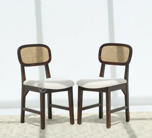Formora Rattan Wooden Dining Chair (Only one pcs), Walnut finish | Opelhome UAE - Opelhome