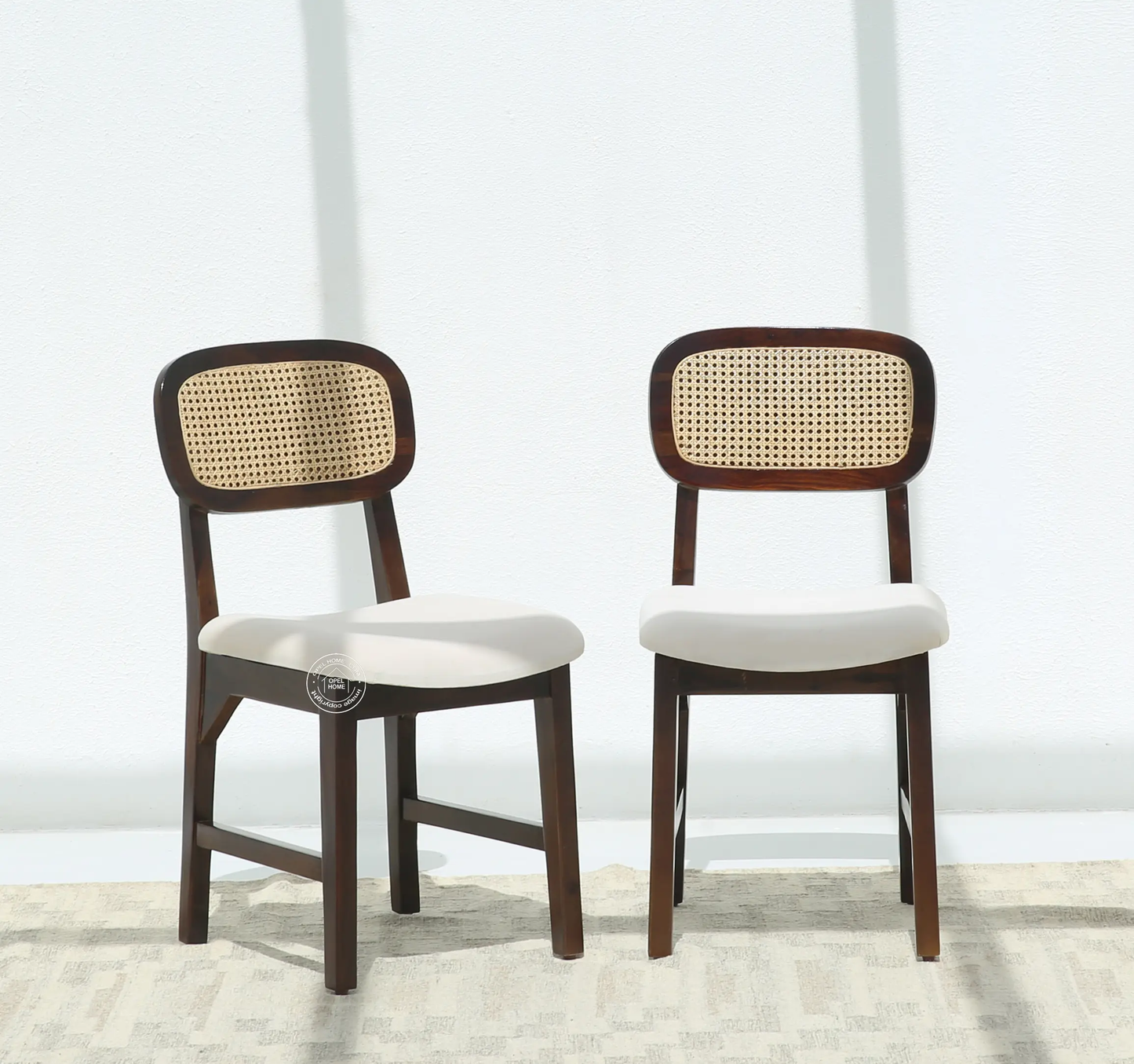 Formora Rattan Wooden Dining Chair (Only one pcs), Walnut finish | Opelhome UAE - Opelhome