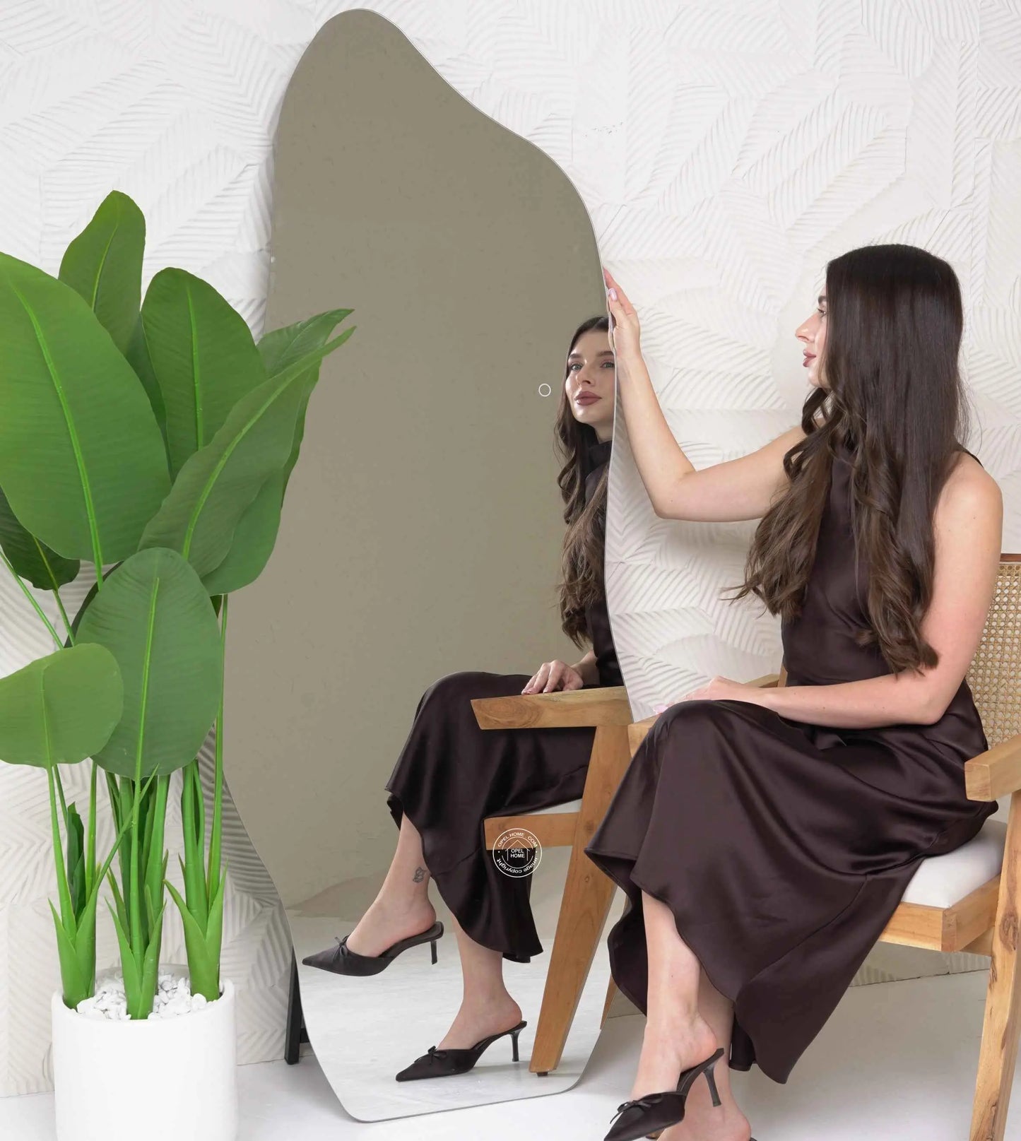 Frameless Irregular Mirror with LED , Stand | Opelhome UAE