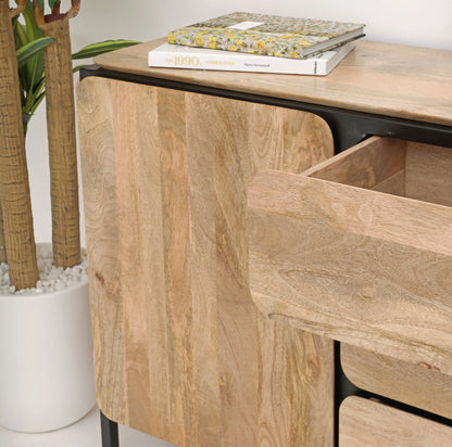 Frank Sideboard – 3 Drawers, 2 Doors, Solid Mango Wood & Iron, Natural Finish | Opelhome UAE Opel Home