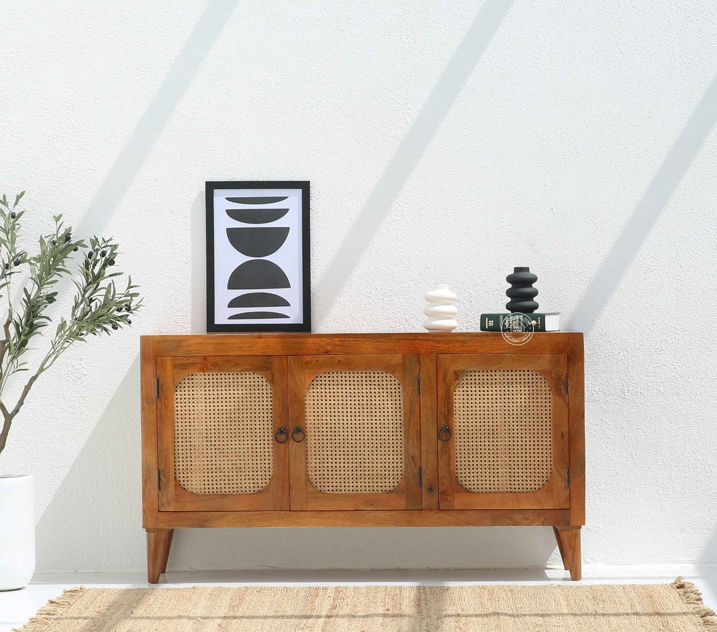 Goro Rattan wooden 3 door Sideboard