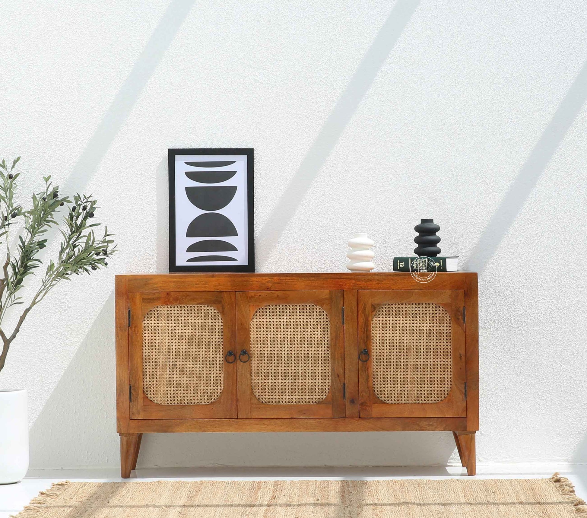 Goro Rattan wooden 3 door Sideboard