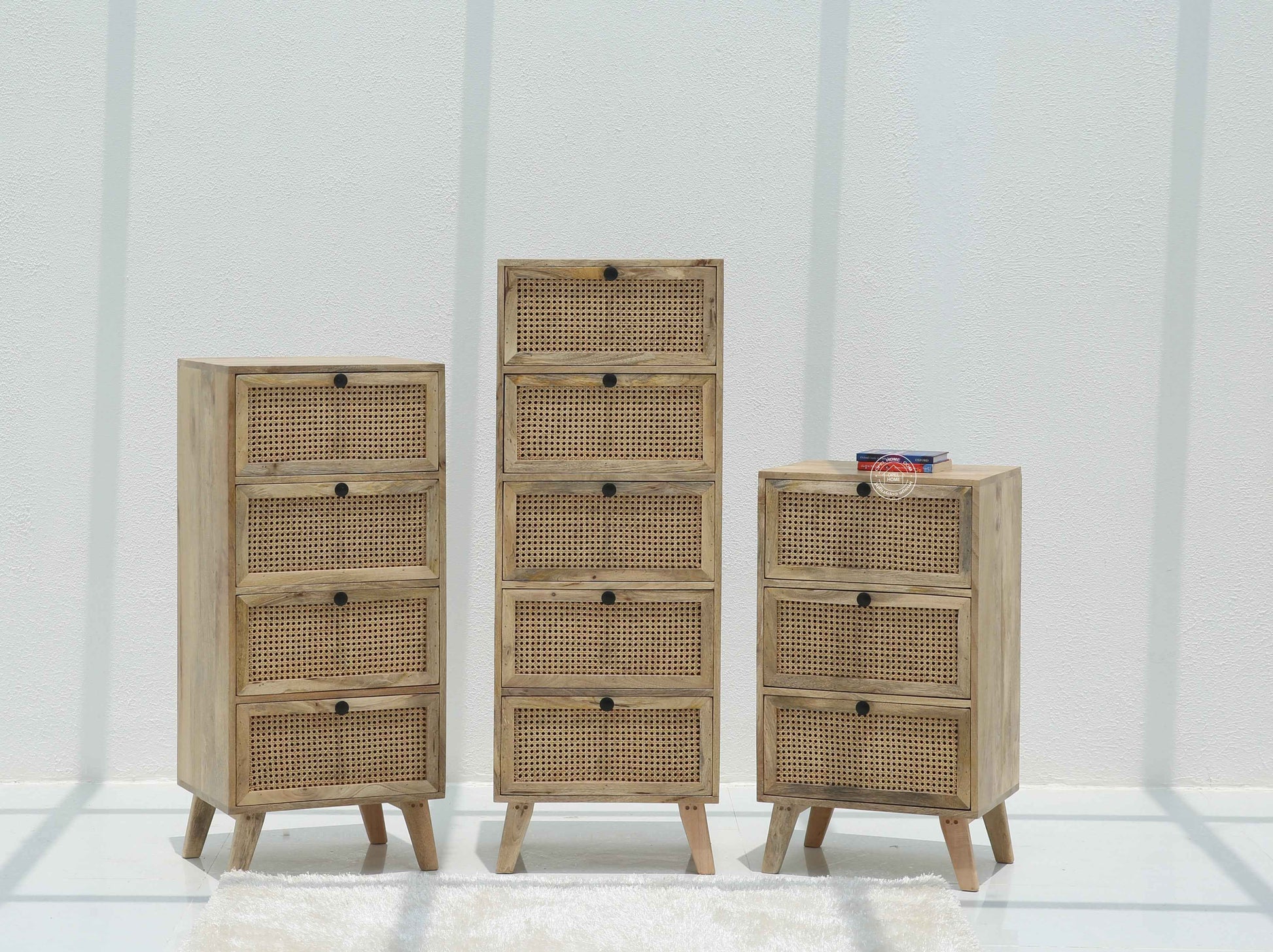 Grainline Chest of Rattan Drawers – Solid Mango Wood, Multiple Sizes | Opelhome UAE