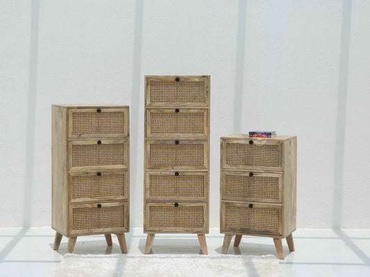 Grainline Chest of Rattan Drawers – Solid Mango Wood, Multiple Sizes | Opelhome UAE