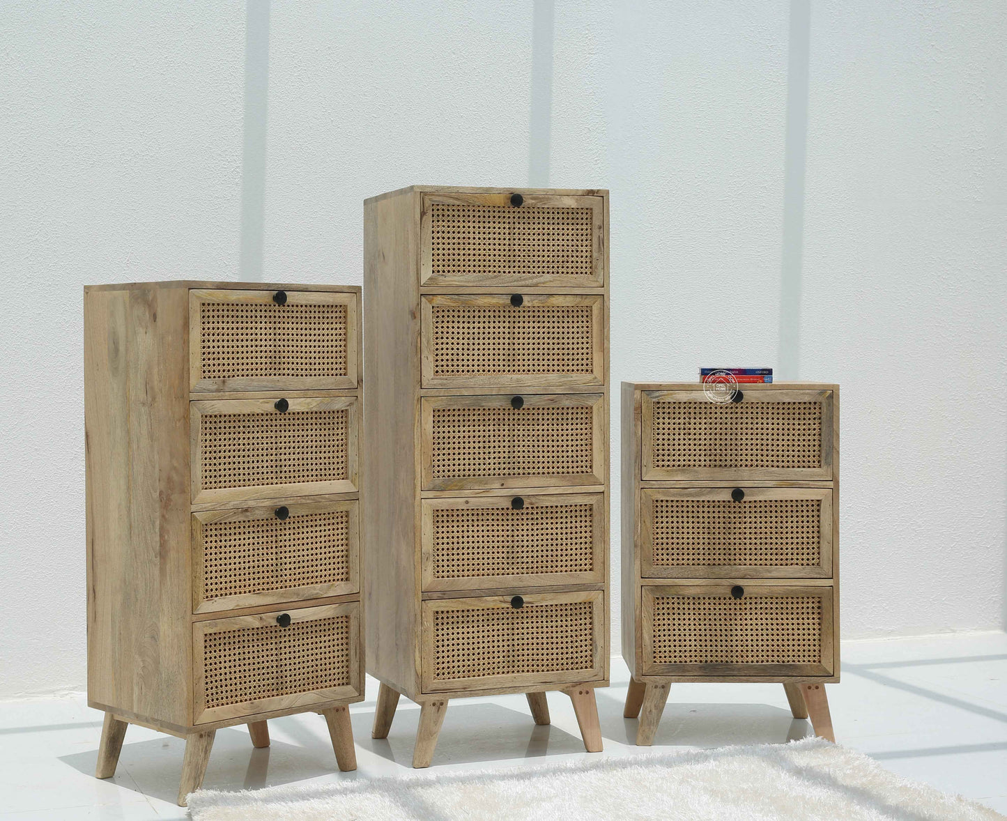 Grainline Chest of Rattan Drawers – Solid Mango Wood, Multiple Sizes | Opelhome UAE