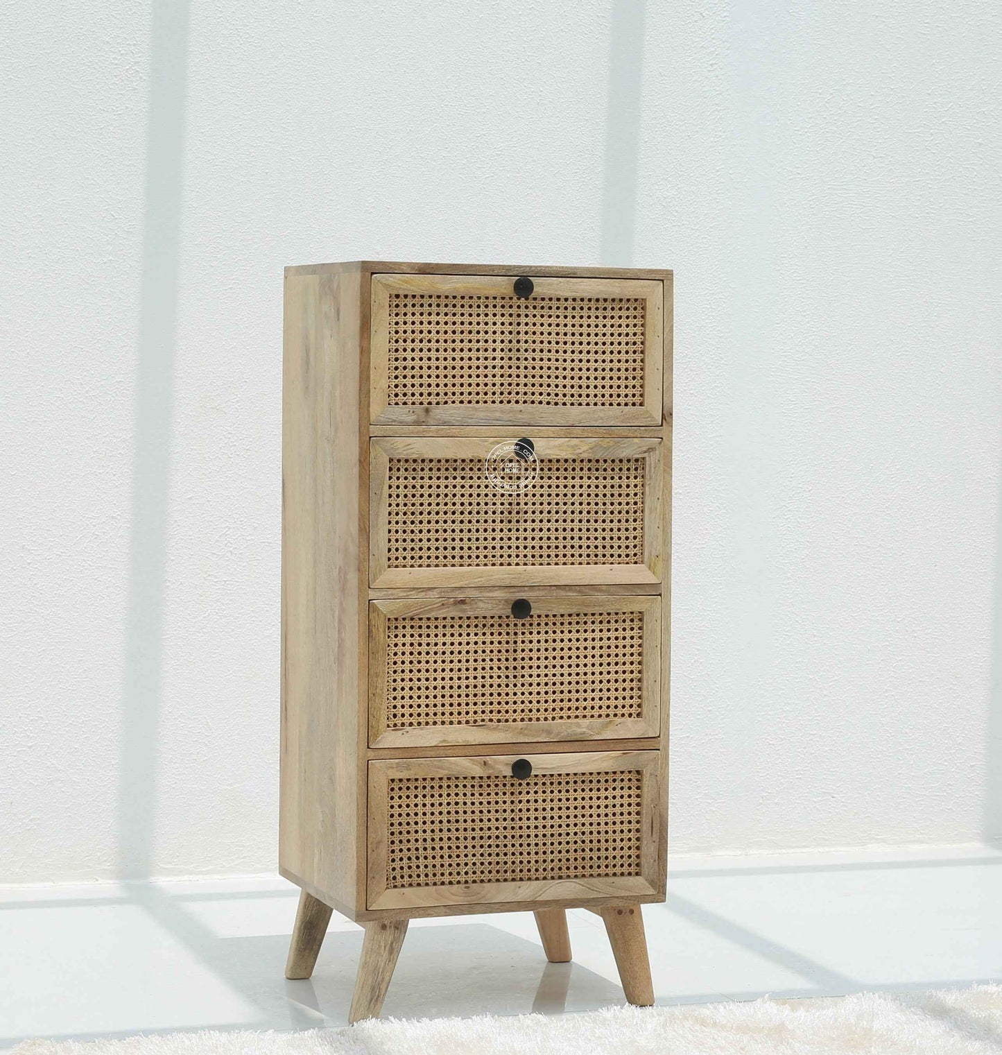 Grainline Chest of Rattan Drawers – Solid Mango Wood, Multiple Sizes | Opelhome UAE