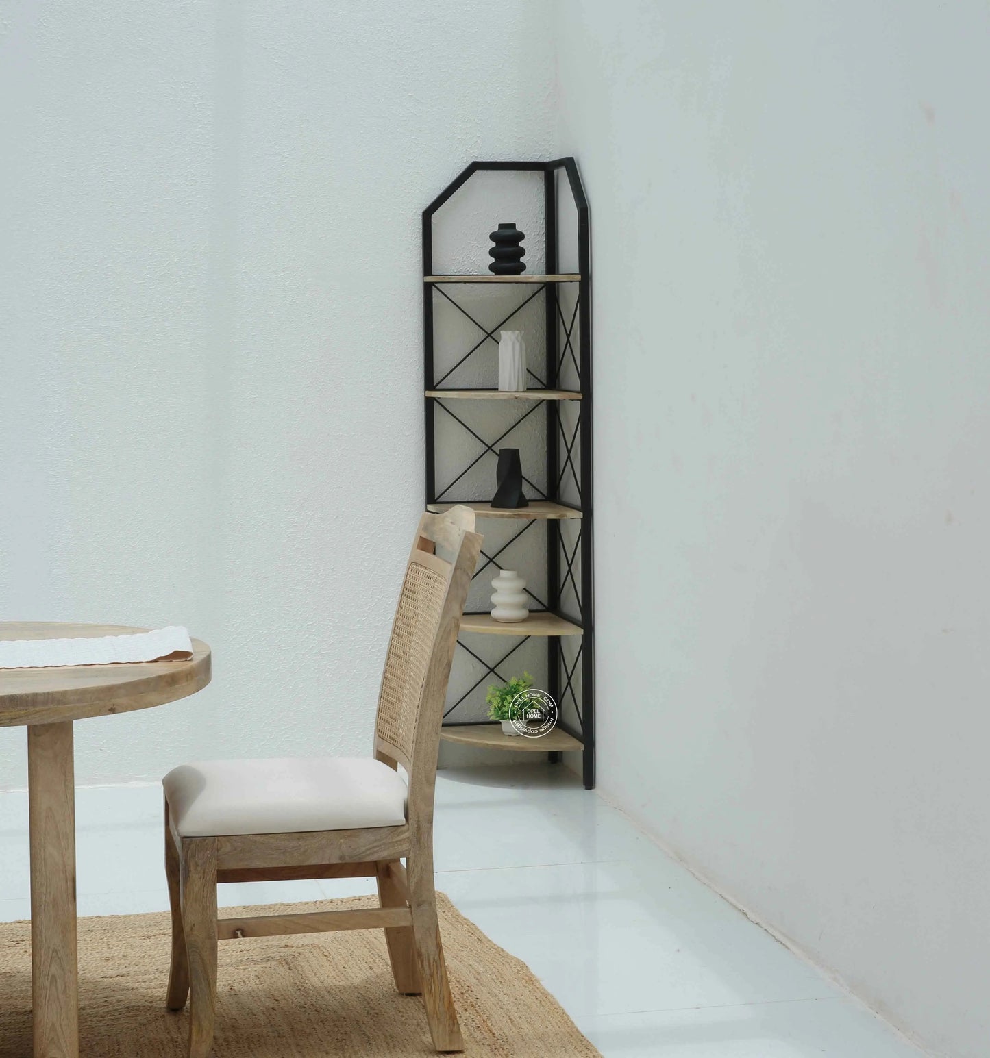 Graino Industrial Bookshelf – Solid Mango Wood & Iron, 180 cm | Opelhome UAE