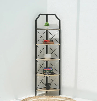 Graino Industrial Bookshelf – Solid Mango Wood & Iron, Natural Finish, 180 cm Tall | Opelhome UAE Opel Home