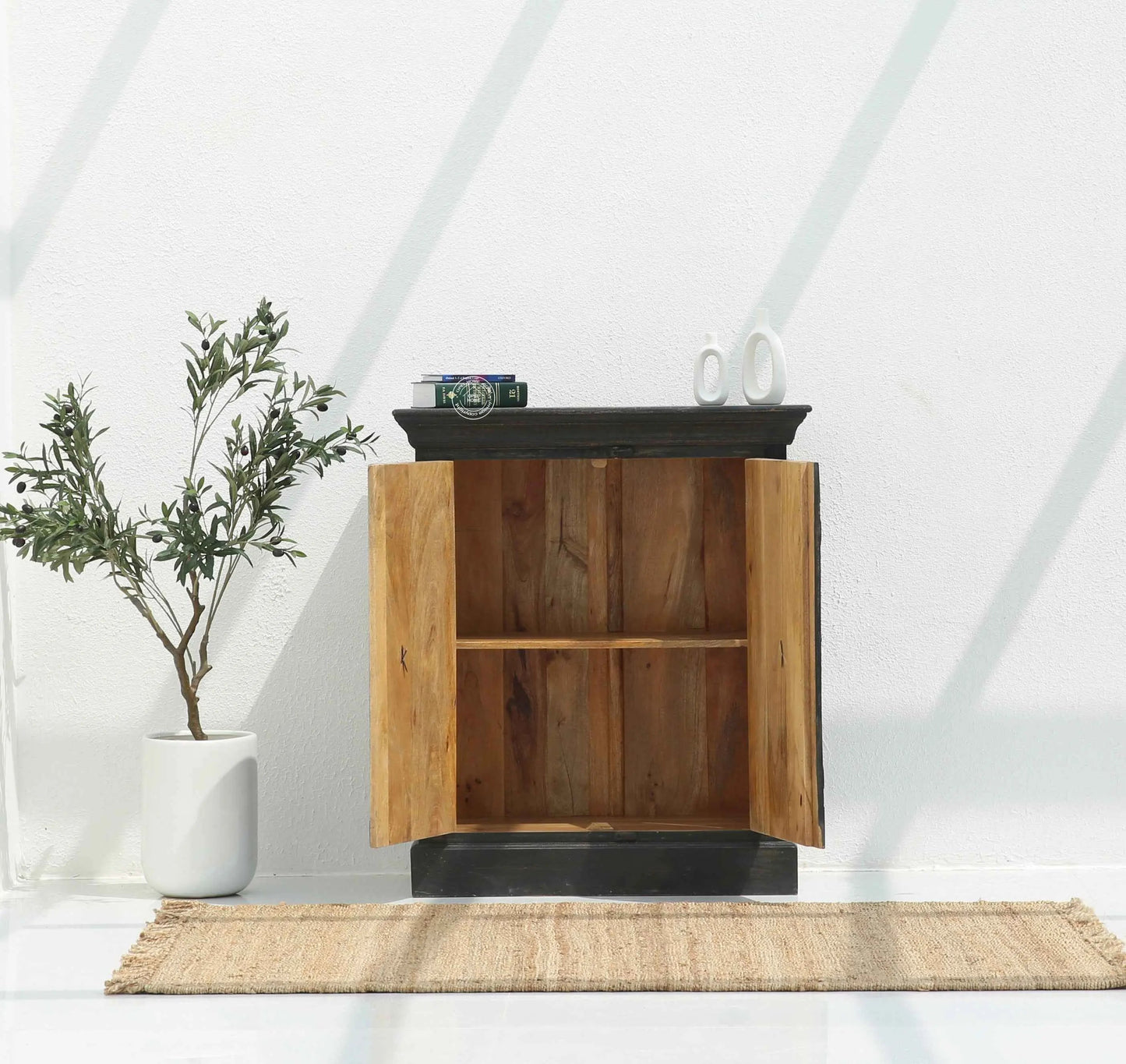 Gran wooden 2 door cabinet (Black finish)